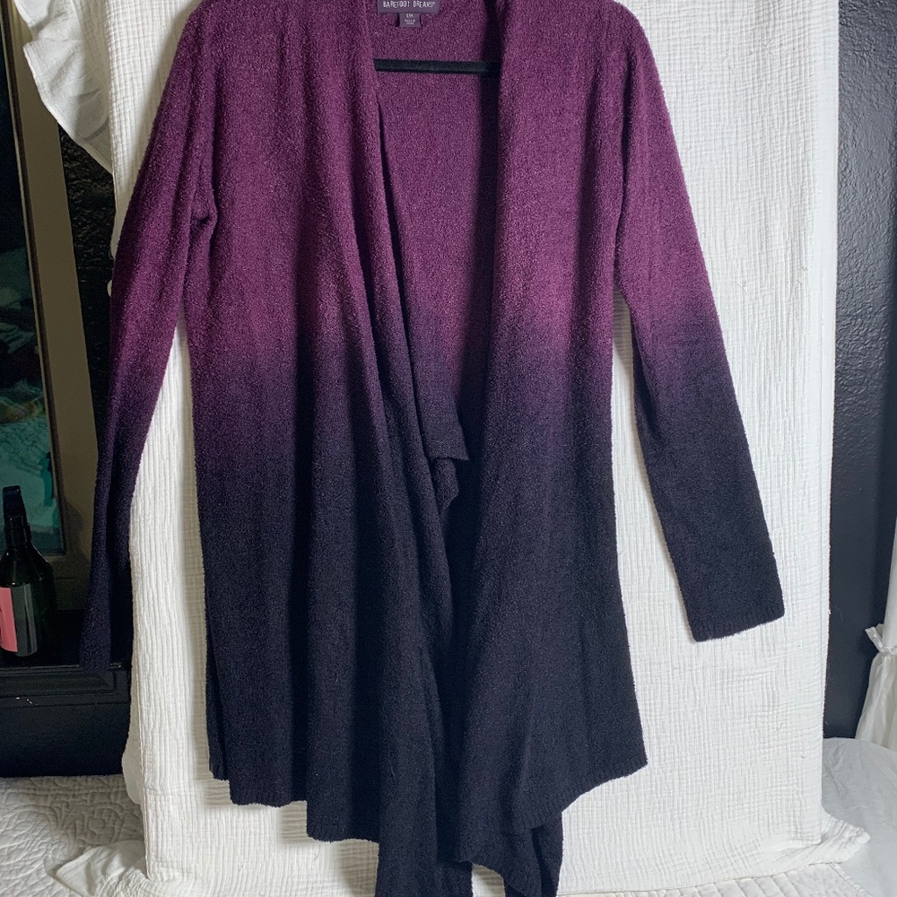 Barefoot Dream sz S/M magenta pink and black ombré sweater cardigan cozy fall